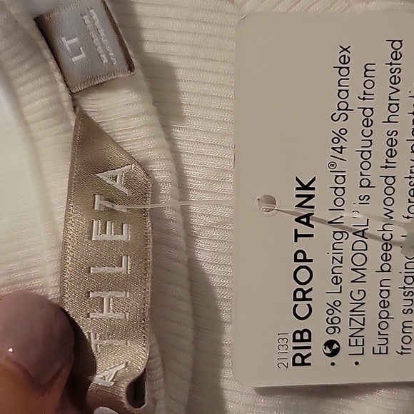 NWT Athleta large tall white modal rib crop tank - Picture 3 of 4